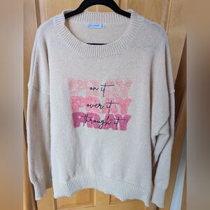 Love In Faith Light Pink Ombre Pink Graphic Crewneck Sweater